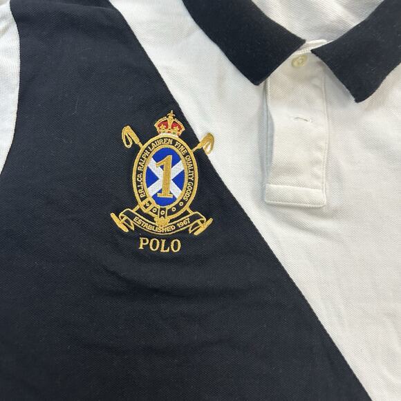 Polo Ralph Lauren Shirt Mens Sz L Black White Polo Big Pony Short Sleeve Button - Picture 2 of 7